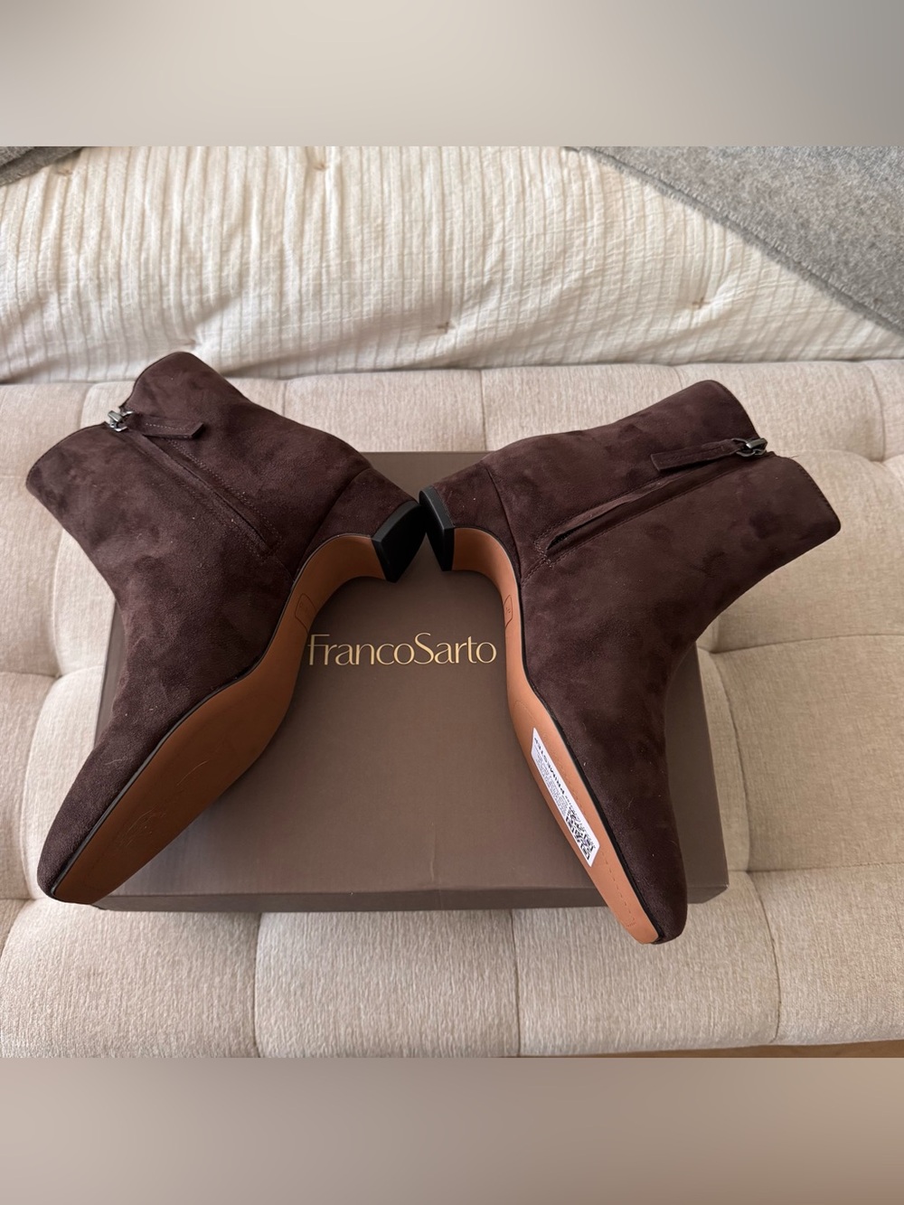 Franco Sarto Dark Brown Suede Ankle Boots Luella